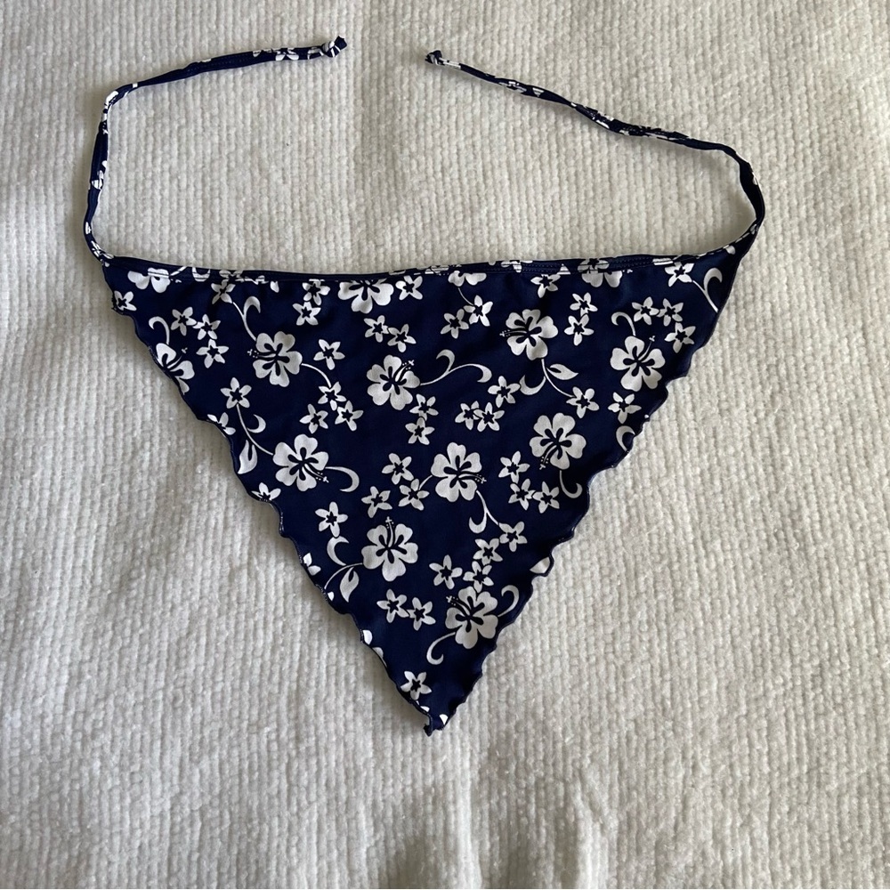 Vintage Navy Floral Triangle Tie Bandana